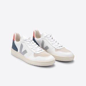 Veja V-10 Leather White Blue Suede / Red